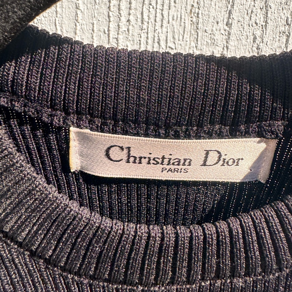 Dior Ribbed Black Knit Top - Picture 2 of 3